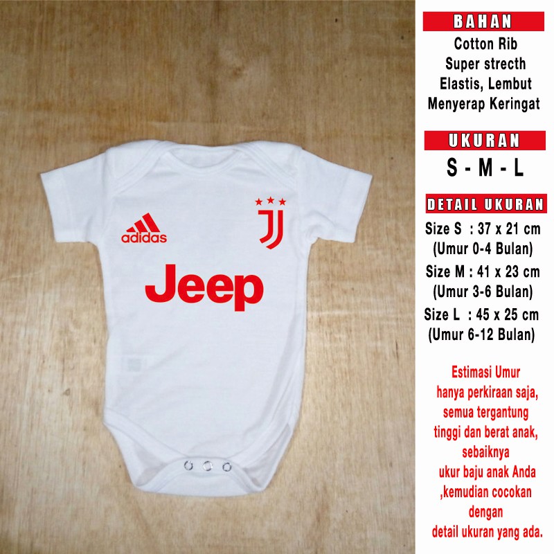 Baju Bayi custom Juventus Putih Jersey Baju Kaos Bola Bayi Romper Jumper Bayi