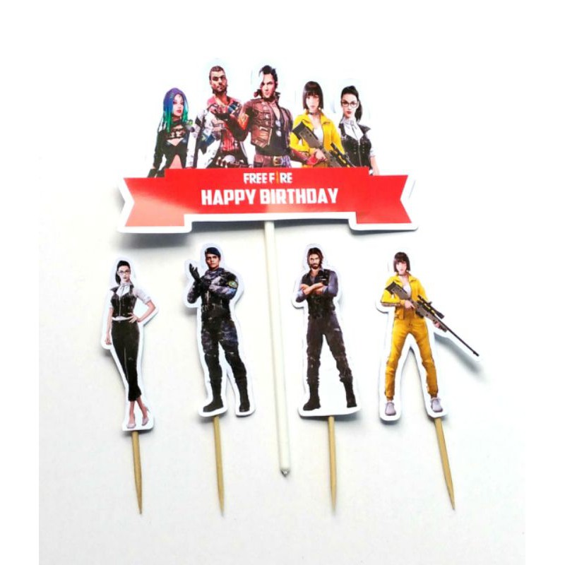 Cake Topper / Toper Kue Kertas: Free Fire