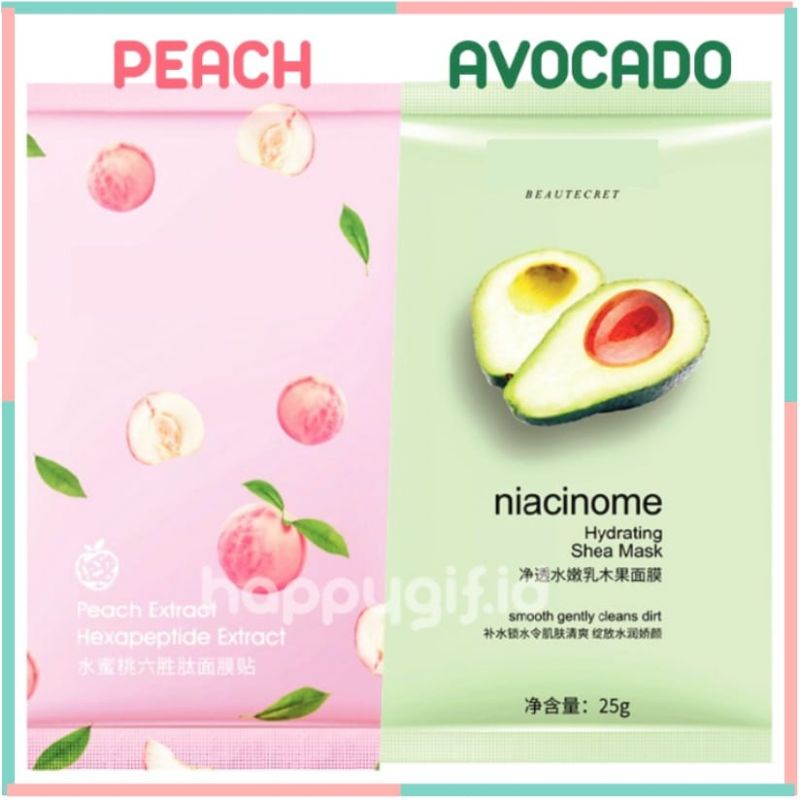 MASKER WAJAH PEACH AVOCADO FACIAL SHEETMASK