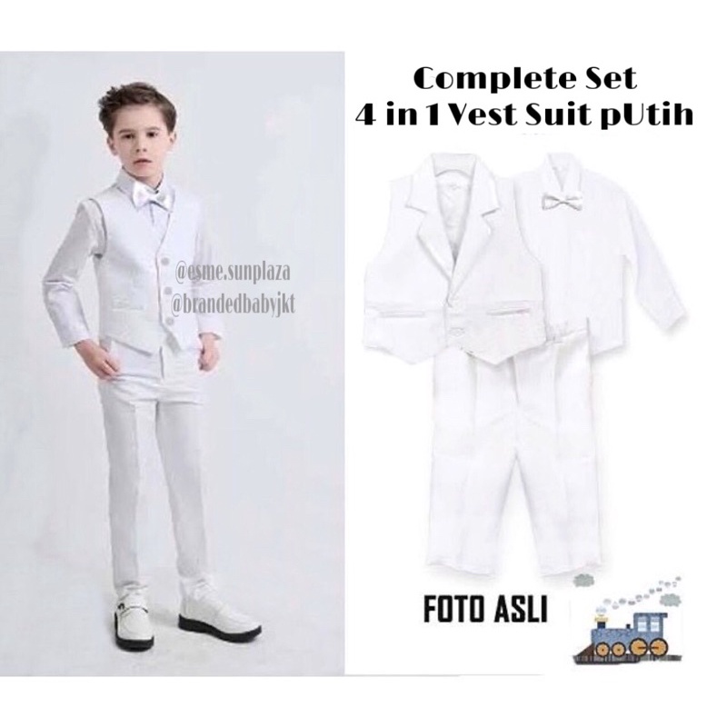 PHOTO PRODUCT ASLI 0 - 13 T COMPLETE SET SETELAN MODEL JAS ROMPI ANAK / SET 4 in 1  JAS ROMPI PUTIH 