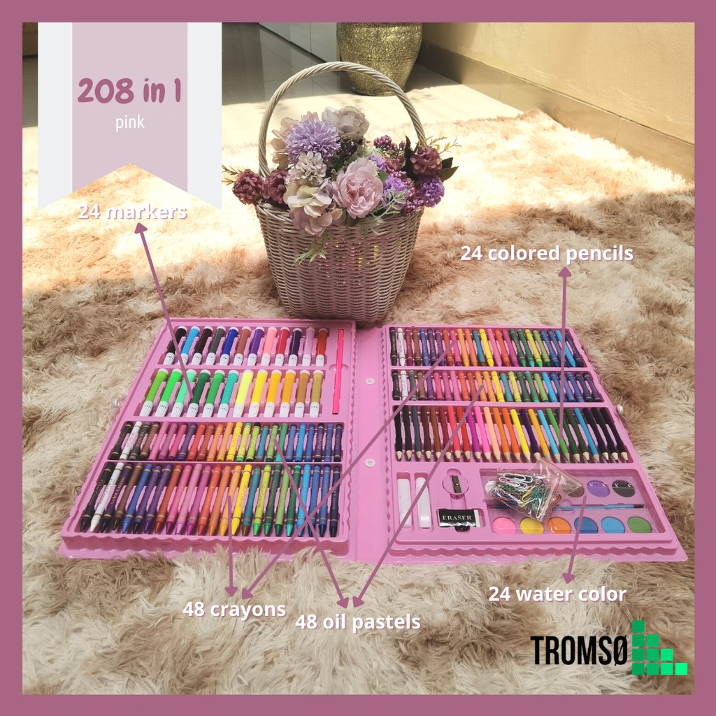 Alat Gambar &amp; Lukis / Crayon, Spidol, Pensil Warna, Cat Set (Pilihan: 150 in 1 / 208 in 1) Lengkap