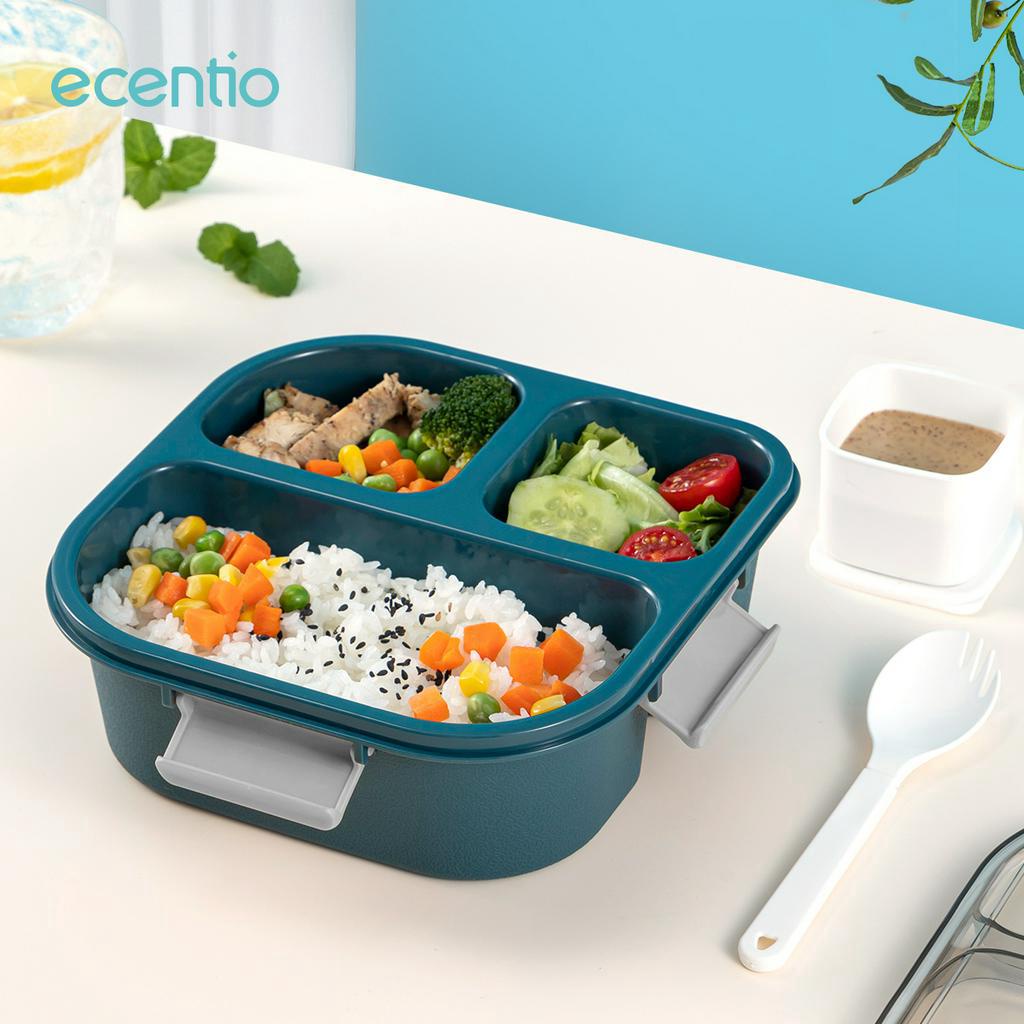 ecentio lunch box 3 Grid 850ml kotak Kotak Bekal Makan Anti Tumpah