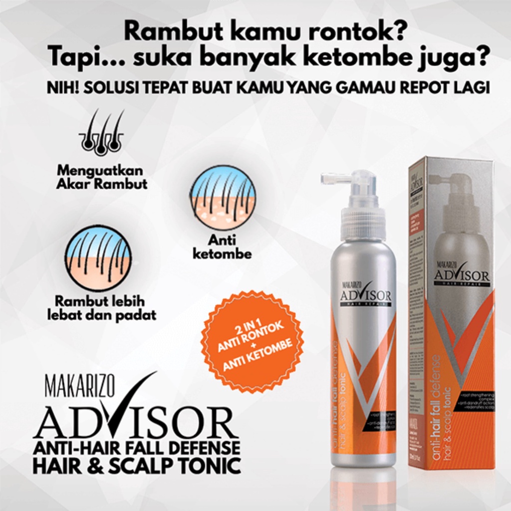 MAKARIZO Advisor Hair &amp; Scalp Tonic 65ml 150ml 240ml | Perawatan Rambut Rontok dan Ketombe