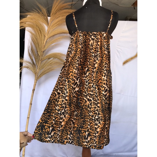 MINI DRESS YUKENSI RAYON LEOPARD MACAN  DASTER BIGSIZE JUMBO BESAR