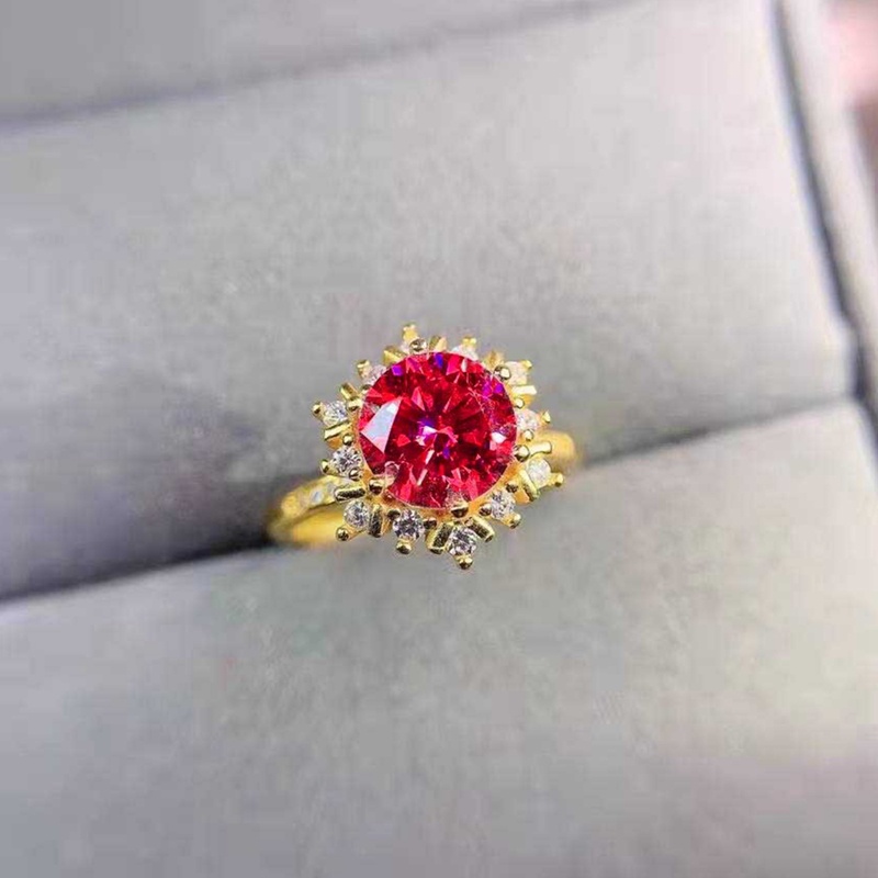 Cincin Wanita Model Minimalis Bahan Cubic Zircon AAA Warna Merah Untuk Pernikahan