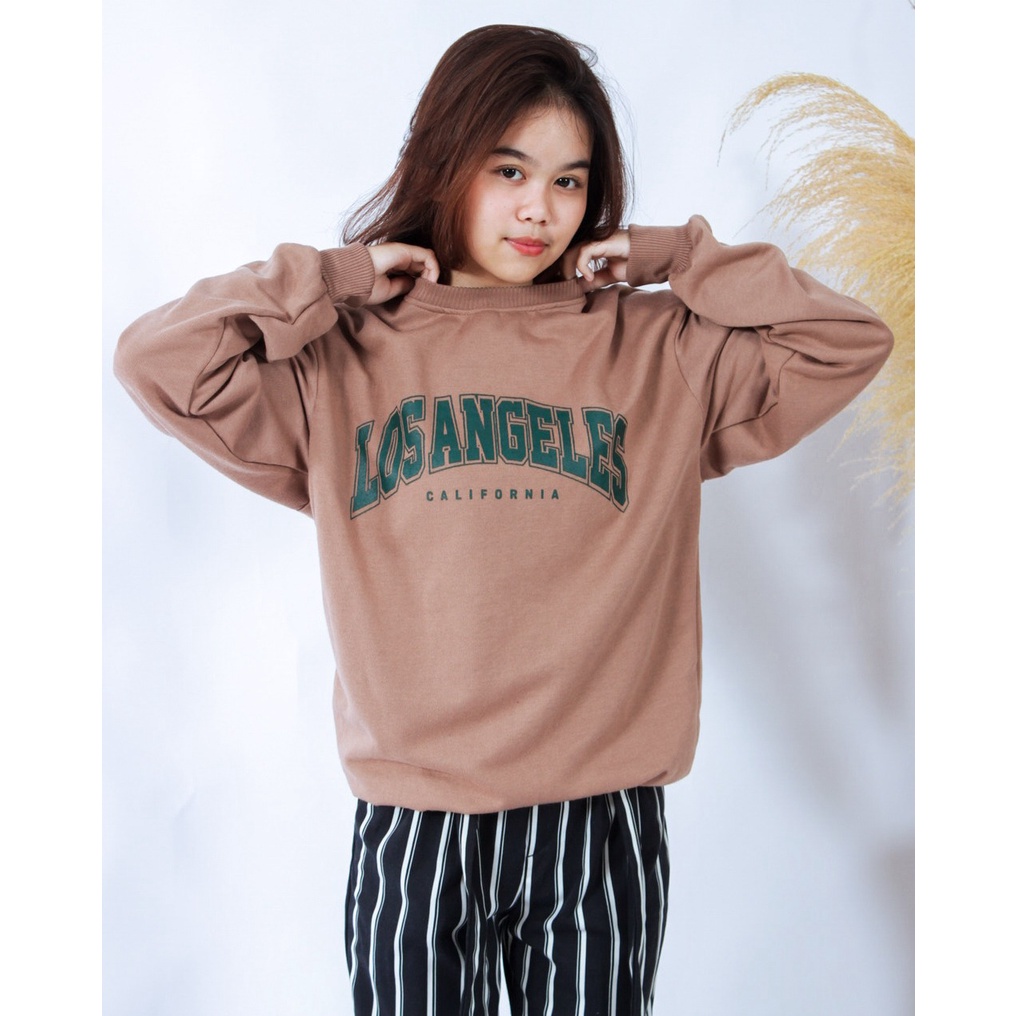 TokoMilkan - Sweater Crewneck Wanita &amp; pria LA LOS ANGELES | Sweater CN Sweatshirt Fleece