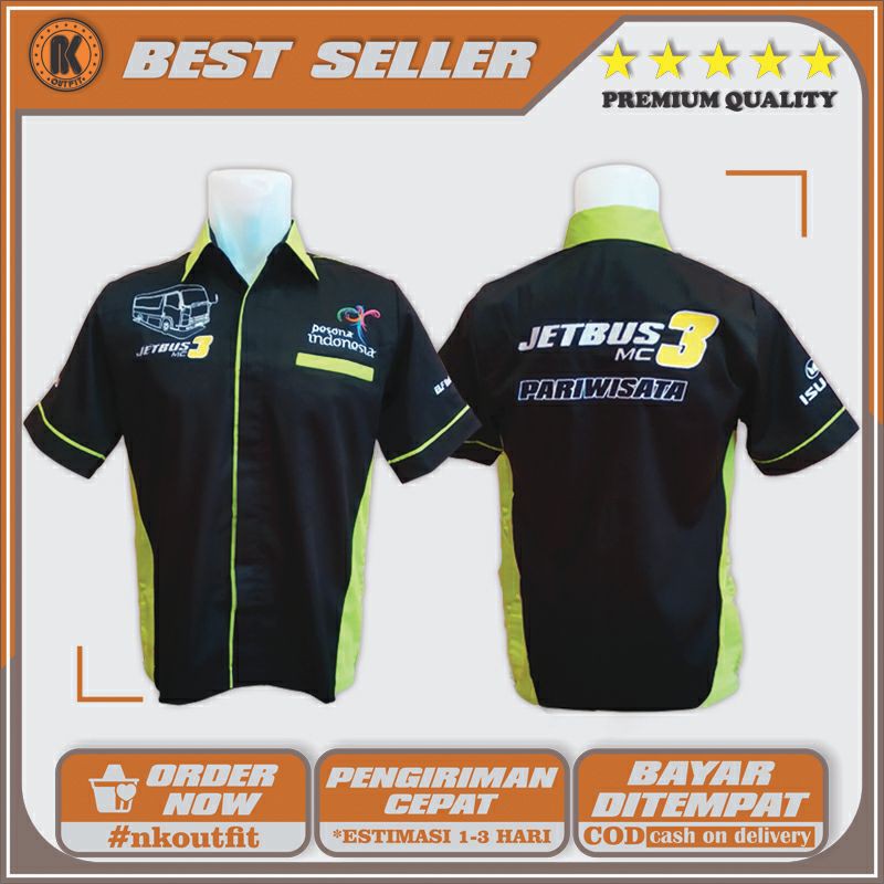 Kemeja Elf Jetbus 3 MC Pariwisata Hijau