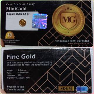 Emas Mini 0.1 Gram Mini Gold MiniGold 0.1 G 24 Karat