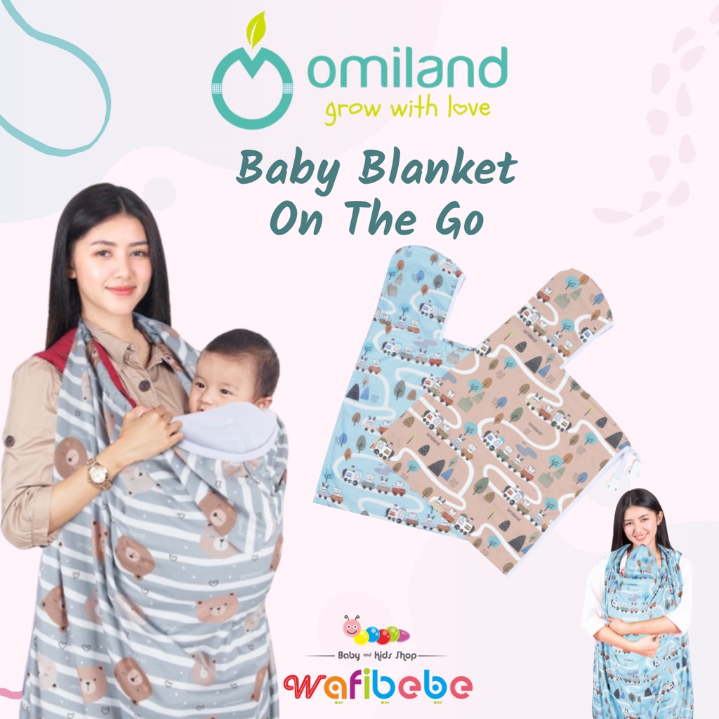 Omiland On The Go Blanket 5 in 1 Function OTG Selimut Topi Anak Bayi Multifungsi Travel Hood Baby Stroller Cover Apron Menyusui