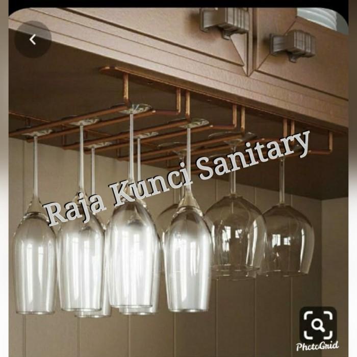 Rak Gelas / Rak Gantung / Gantungan Gelas / Glass Bar 4 Baris/Gantungan Gelas Cafe/Bar/Dapur Stainle