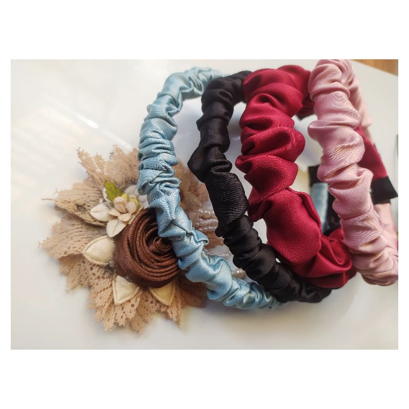 bando scrunchie satin ala Korea anti patah harga murah / bando Nagita