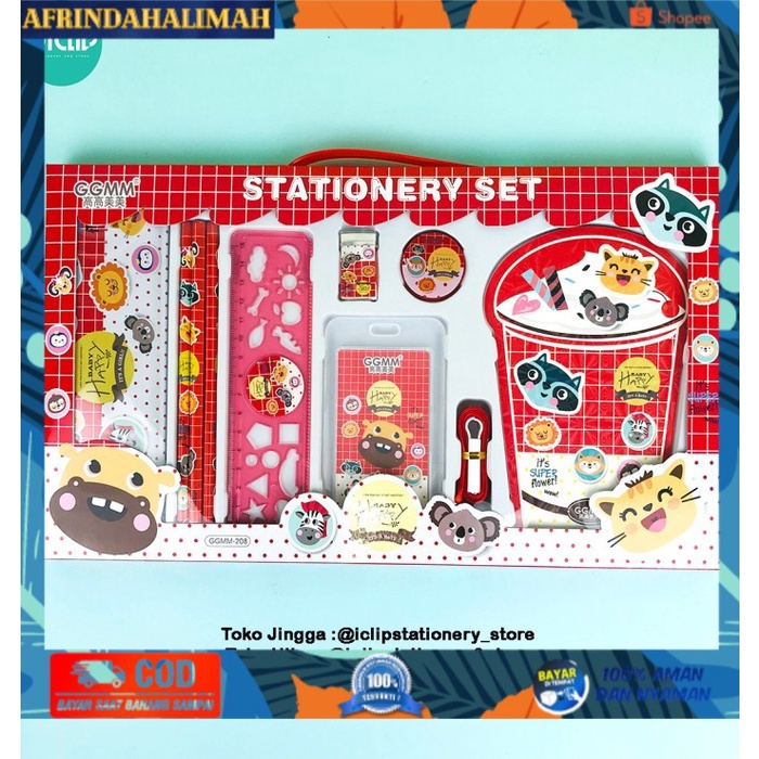 

[TERBARU] Stationery Set Paket Alat Tulis Sekolah Anak Karakter Kartun GGMM-208 - Merah
