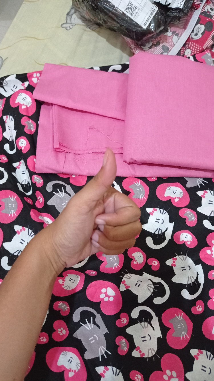 Kain Sprei Meteran Pink Kitty Star Kucing