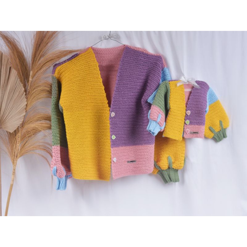 Cardigan Couple Rajut Handmade / Cardigan Ibu Anak / Cardigan Rajut Handmade Custom