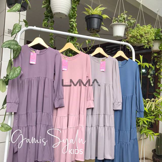Gamis Syalu Kids- Jersey Simple tapi manis adem design kerut2 manja menimalis jiplakan  ada kantong