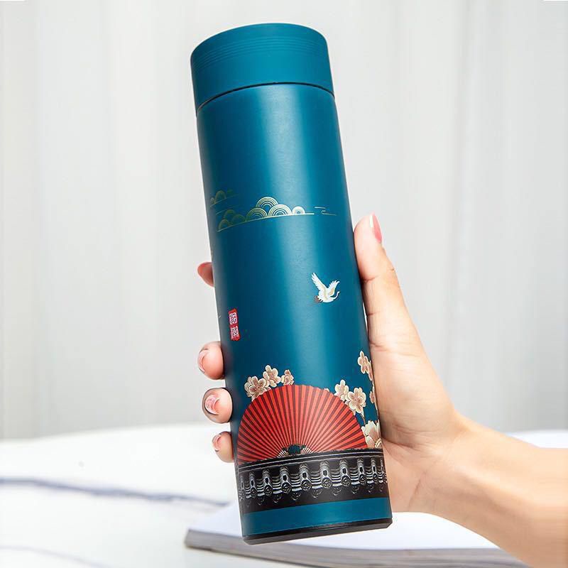 Tumbler Suhu LED Motif Termos Botol Minum Temperatur 500ml Stainless