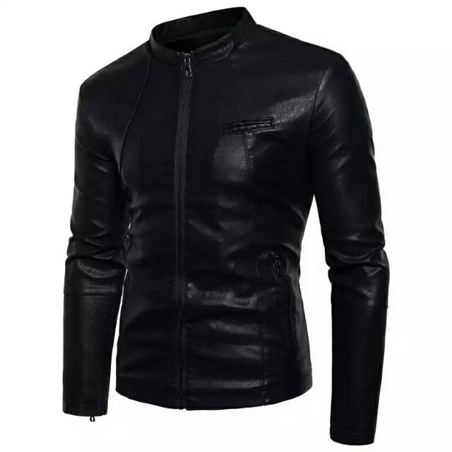 Jaket pria motor semi kulit trand line musim semi musim dingin leather man home industri sukaregang