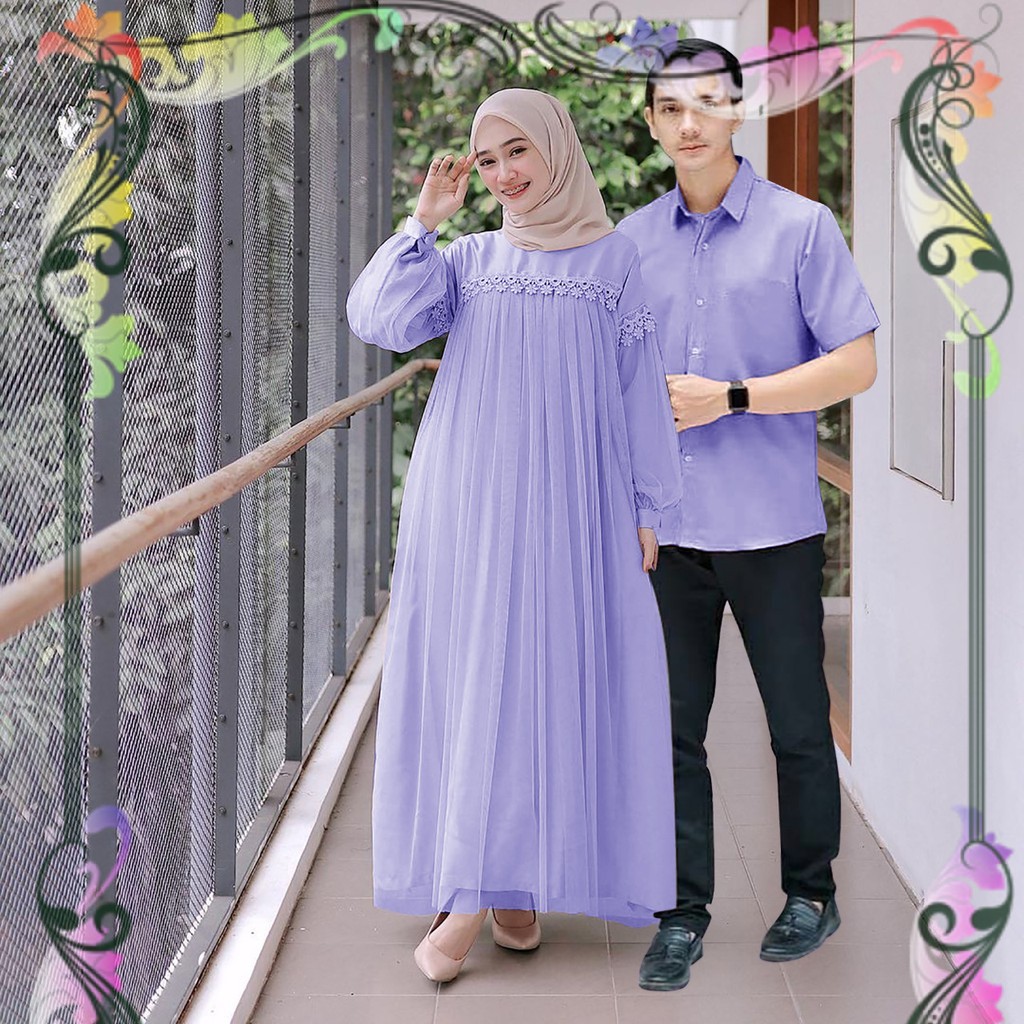 Baju Couple Pasangan Terbaru 2022 Gamis PolosFarhana Couple Baju Gamis Muslim Pasangan Suami Istri M