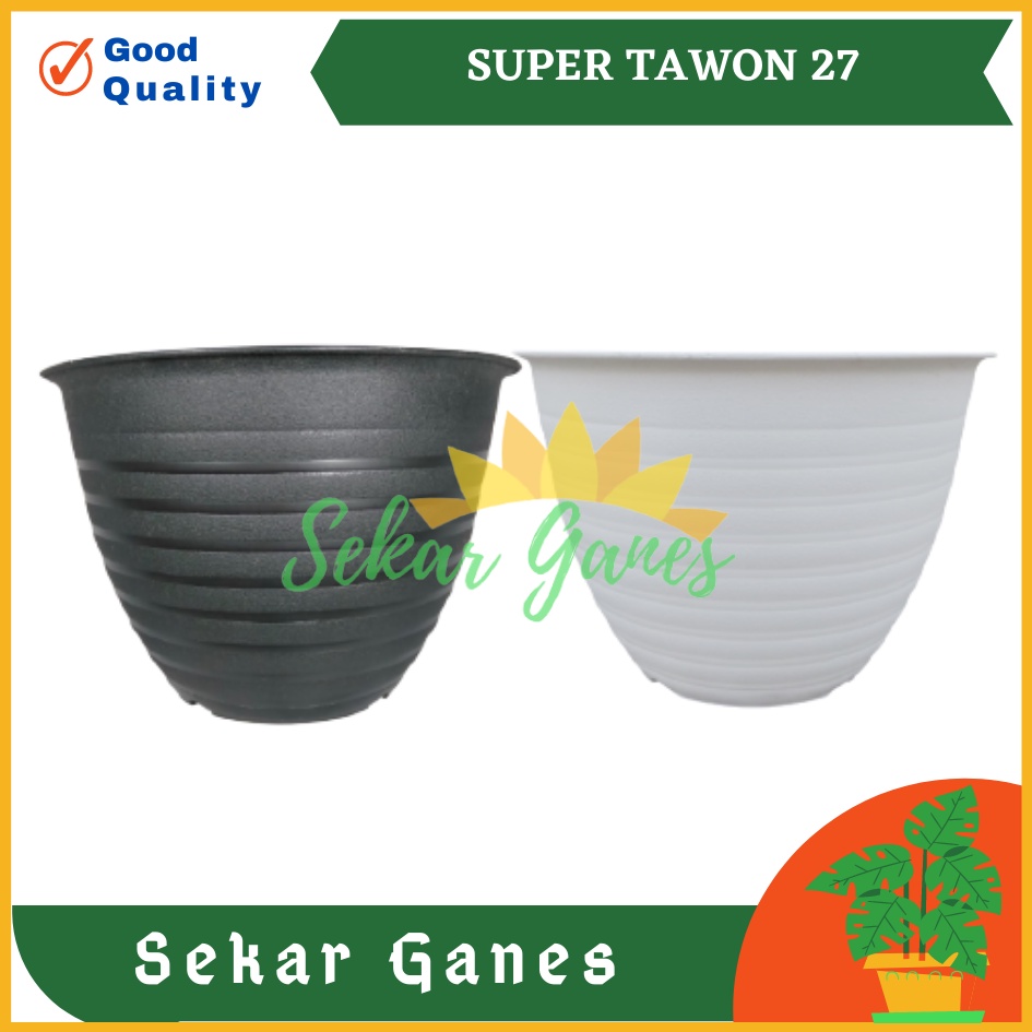 Pot Super Tawon 27 Cm Putih Hitam By Garden Of Love Tawon Pot 27CM - Pot Tawon Madu Jet Gusi 30 32CM