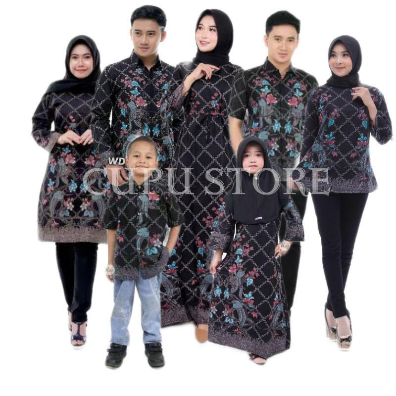 BATIK COUPLE KELUARGA - COUPLE BAJU BATIK SATU KELUARGA MOTIF KUPU SOGAN ABU2