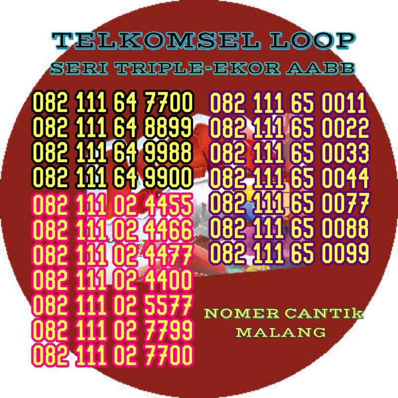 Nomor Cantik Telkomsel Loop Seri  Triple ekor AABB