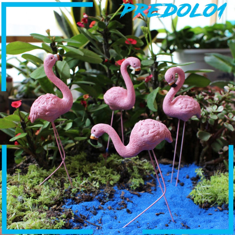 (Predolo1) 4pcs Patung Burung Flamingo Kreatif Untuk Dekorasi Kebun / Teras