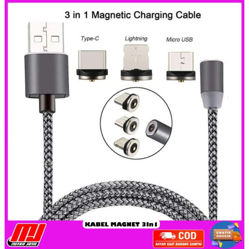 Kabel 3 in 1 Magnetic Rotary 360 2.4A Fast Charge