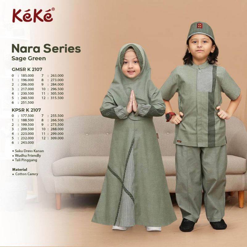 Sarimbit Nara series Keke. Couple anak muslim Sage green