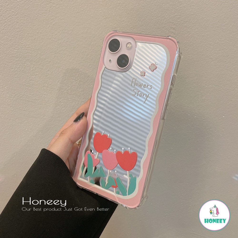 Soft Case TPU Motif Bunga Tulip Warna Pink Untuk IPhone 13 12 11 Pro Max X XS XR 8 7 Plus