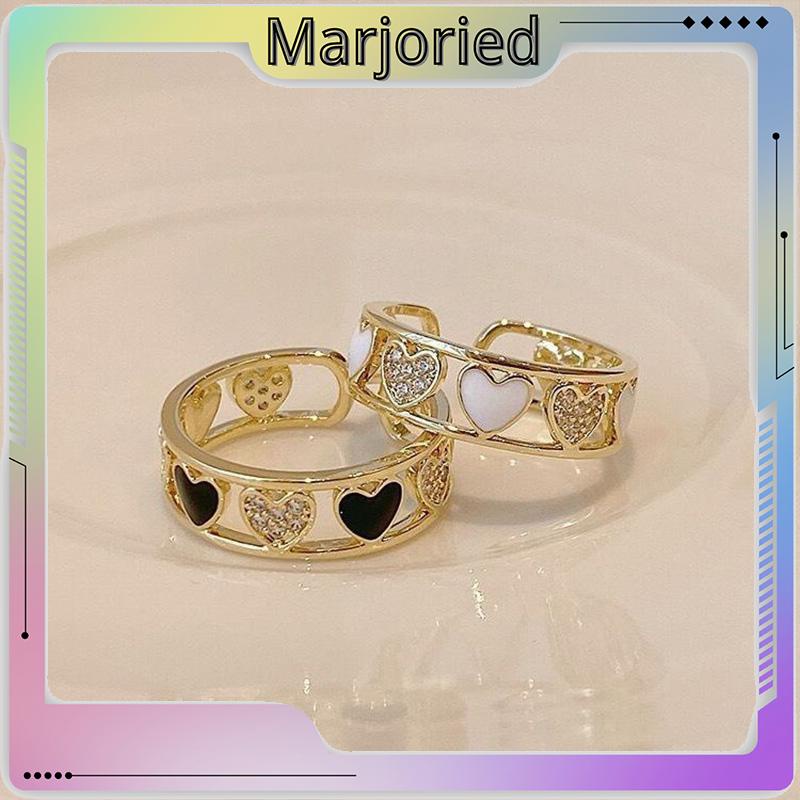 Cincin Ringan Mewah Hollow Keluar Berlian Imitasi Cinta Chic Advanced Adjustable Cincin Wanita-MJD