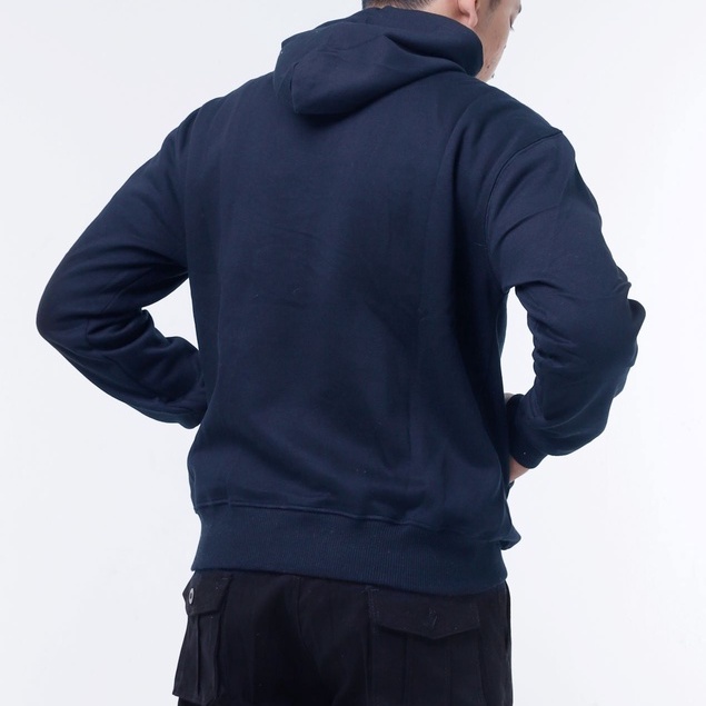 Barazha Hoodie Polos Unisex Cotton Fleece Embossed Navy