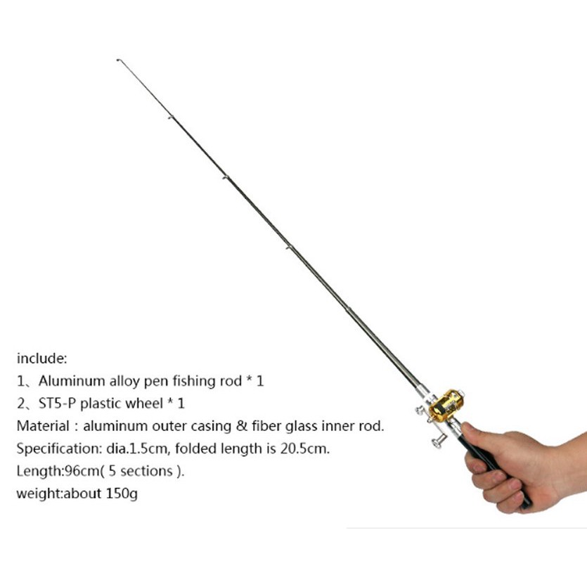 Fishing Rod Pen Mini Pocket Fish Alat Pancing Ikan Pancingan Saku