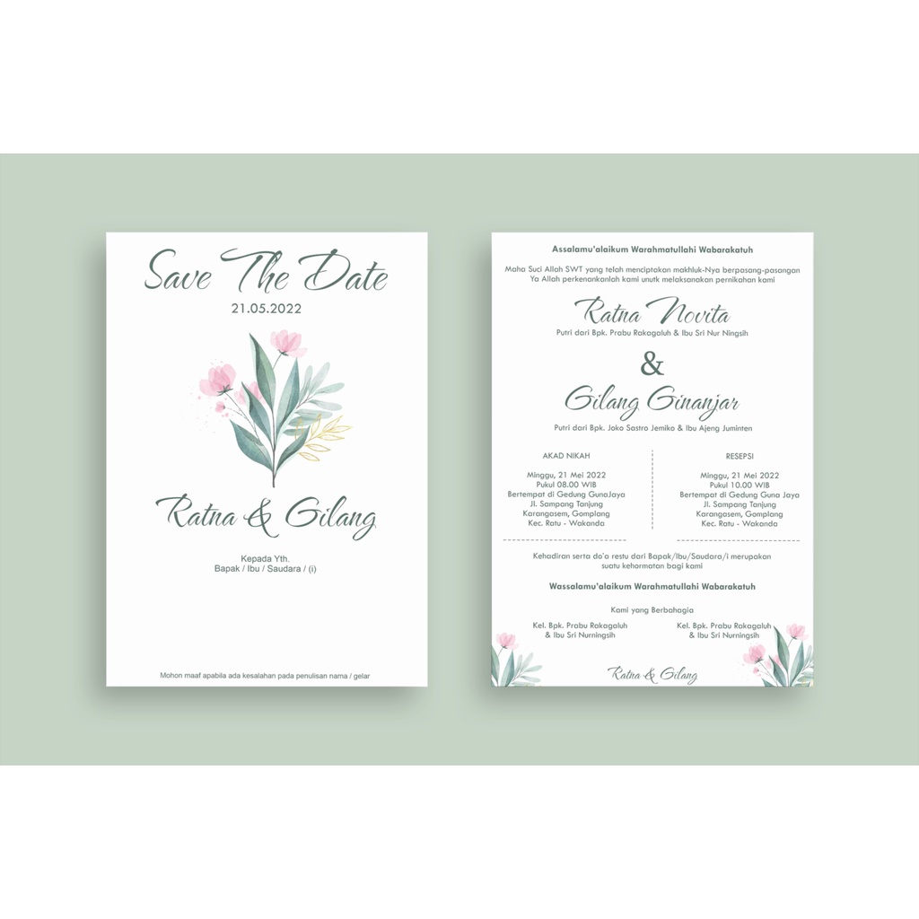 

Undangan 2 sisi Murah