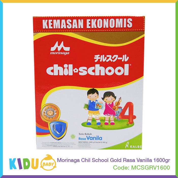 Morinaga Chil School Gold Rasa Vanilla 1600gr Susu Formula Anak 3-12 tahun Kidu Baby