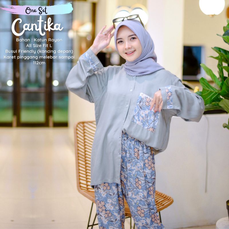 New-One Set/Piyama - One Set Kekinian-Setelan Wanita Motif-Cantika One Set- One Set Katun Rayon