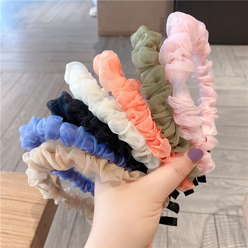 Bando Bahan Sifon Warna-Warni Gaya Korea Untuk Aksesoris Rambut Wanita (VC)