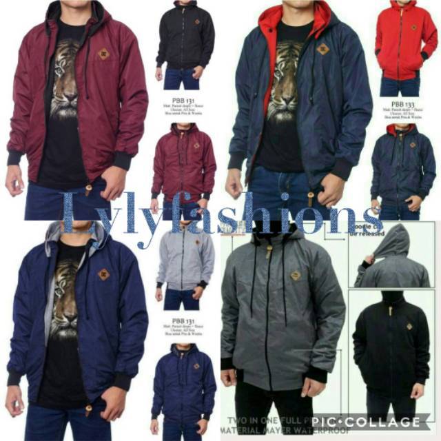 Promo Murah Jaket anti Air BB Parasut Taslan Hoodie Bisa Dilepas Premium