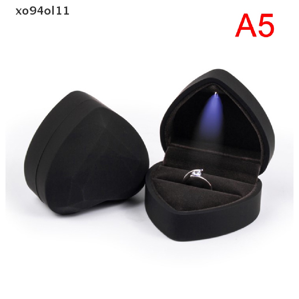 (hotsale) 1 Pc Kotak Cincin Tunangan / Pernikahan Bentuk Hati Dengan Lampu LED