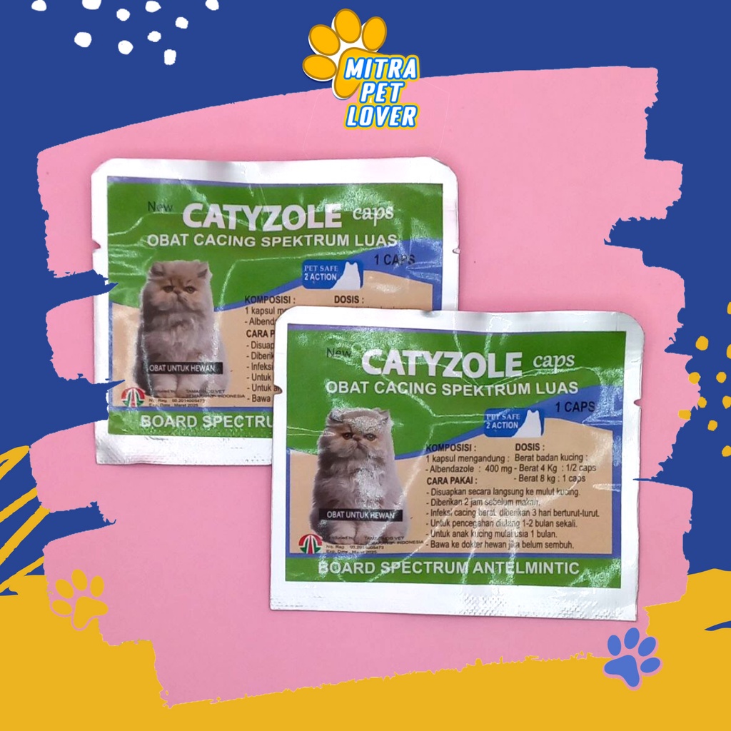 OBAT CACING KUCING - CATYZOLE CAPSUL 1 CAPSUL ORIGINAL - MENGOBATI CACINGAN PADA CAT KITTEN BENTUK KAPSUL AMAN AMPUH MANJUR SEHAT PET ANIMAL HEALTHCARE AND VETERINARY TAMASINDO OBAT KESEHATAN DAN VITAMIN TERNAK HEWAN BINATANG PELIHARAAN MITRAPETLOVER