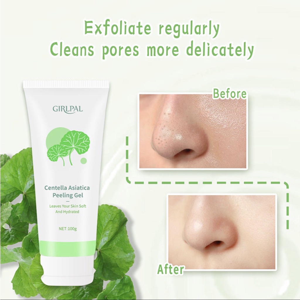 GIRLPAL Centella Asiatica Peeling Gel 100g Facial Glowing Blackhead Cleaner Body Exfoliating Mencerahkan Dan Mengangkat Sel Kulit Mati