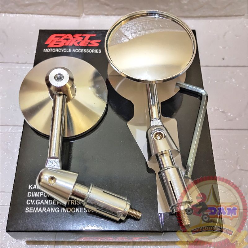 Spion jalu bulat Bar end Kaca Cembung motor beat scoopy nmax aerox xmax pcx vario vixion Vespa mio-Silver Fastbikes