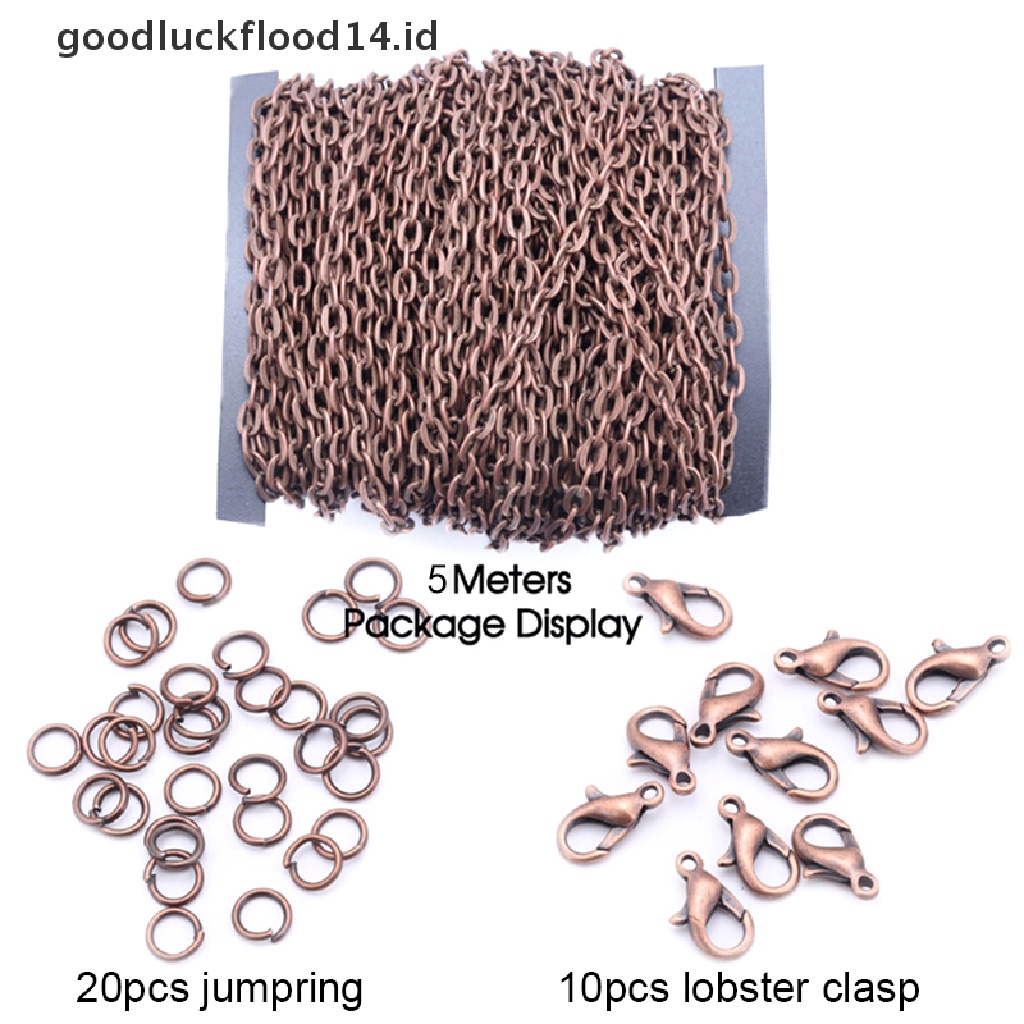 [OOID] 5M 2mm Chains Lobster Clasp DIY Bracelet Necklace Jewelry Making Materials Set ID