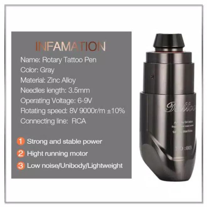 Mesin Tattoo Rotary Pen Machine Type B Warna Black Tato Original Tatto
