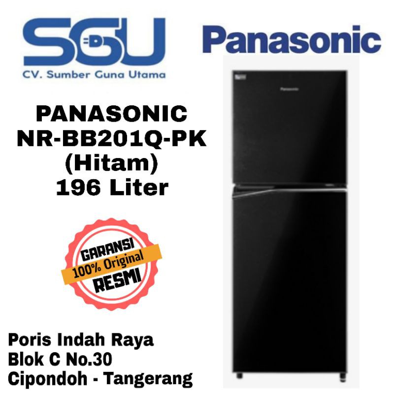 Panasonic Kulkas NR-BB201Q Econavy Inverter NRBB201QPK Hitam Kaca NRBB 201Q