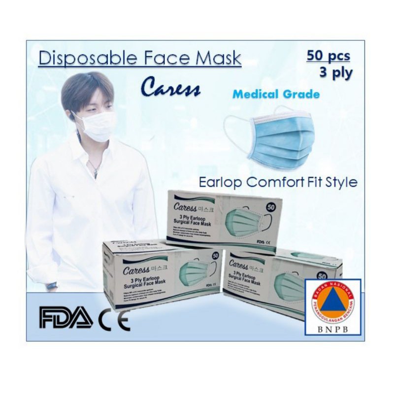 Masker medis caress nonmedis 3ply 50pcs