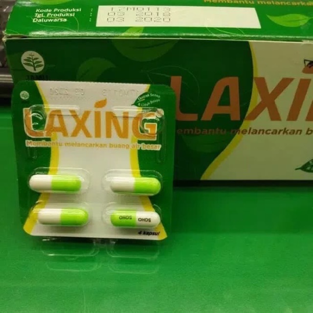 Jual Laxing 1 Papan Isi 4 Kapsul Obat Melancarkan Buang Air Besar