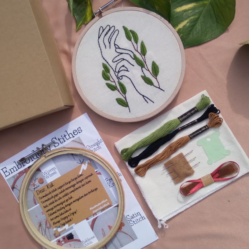 Paket menyulam berpola pemula Embroidery kit lengkap berpola pemula DIY sulam