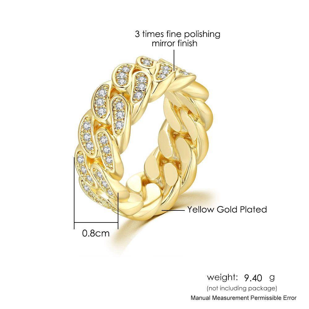 Mxbeauty Pria Cincin Pasangan Cincin Hip-hop Retro Kuba Rantai Wanita Cincin Ekor Cincin Geometris Logam Zirkon Pria Jari Cincin