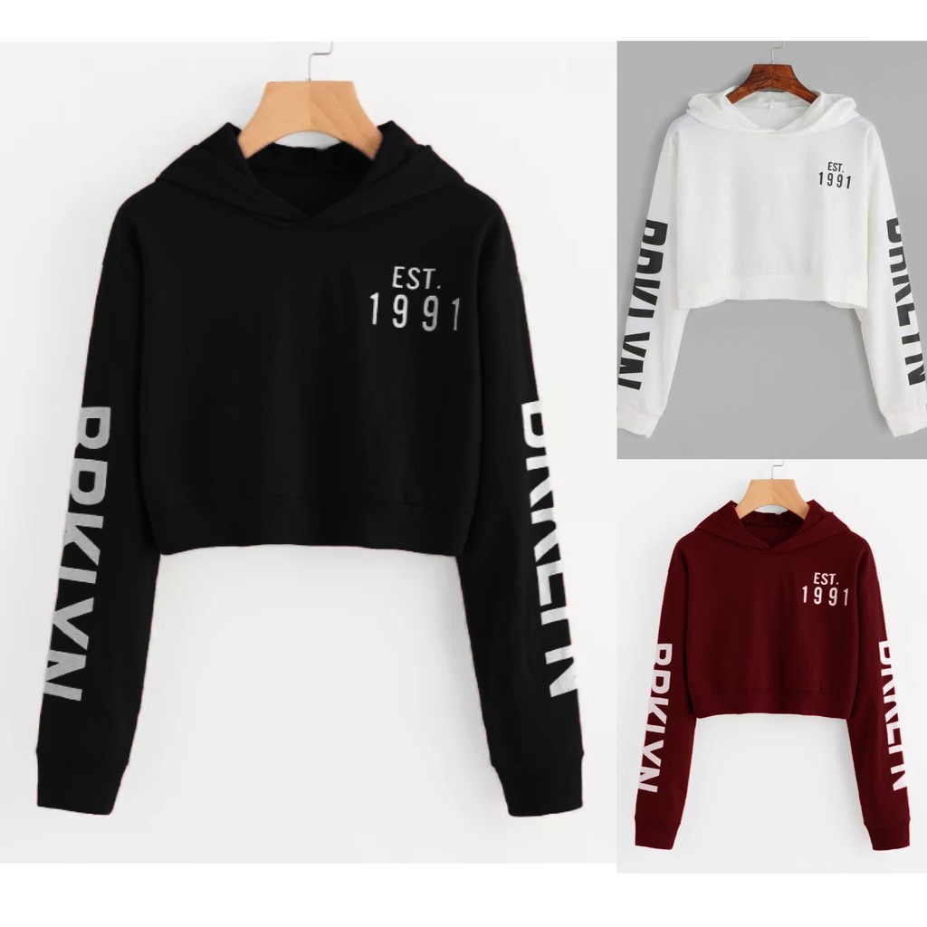 GOCER SWEATER XL CROP HOODIE WANITA BRKLYN E.S.T 1991
