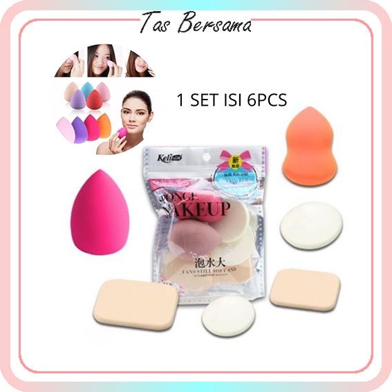Spons Make up 1 Set Isi 6 Pcs / Spons Foundation Pembersih / Make Up Wajah SPONS 133